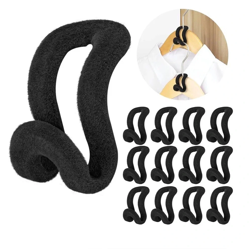 50 Piece Closet Organizer: 10 Black Velvet Hangers, 20 Cascading Hooks, 20 Clips
